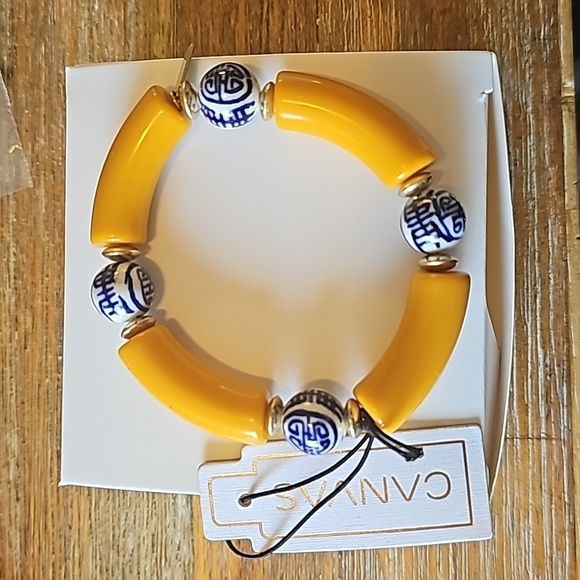 Goldenrod Chinoiserie Bead Resin Bracelet NWT - Picture 3 of 3